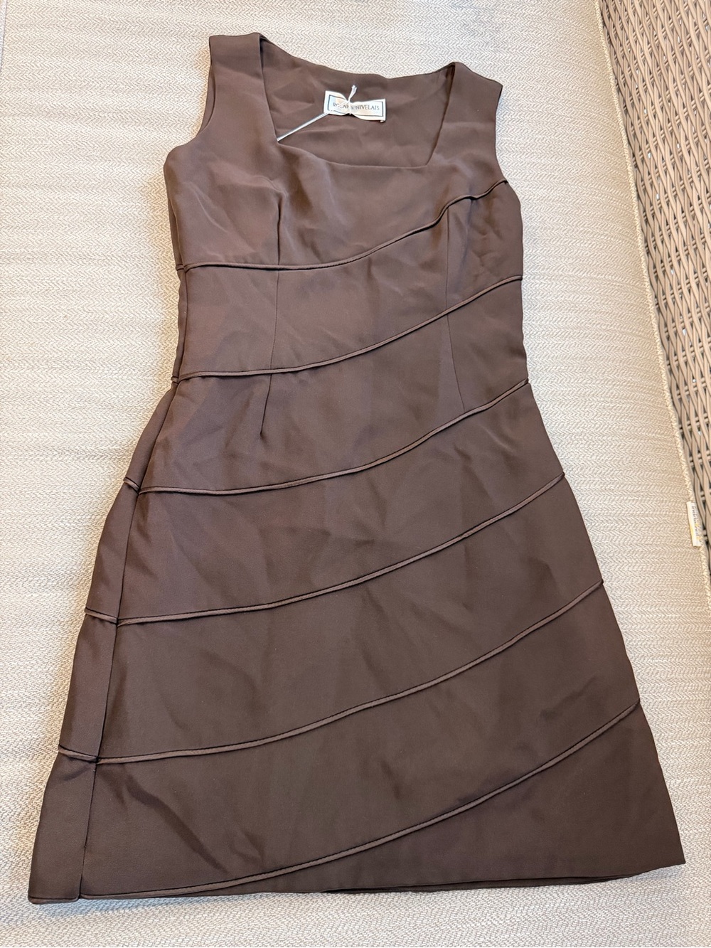 100% silk Brown Sleeveless Layered A-Line Dress